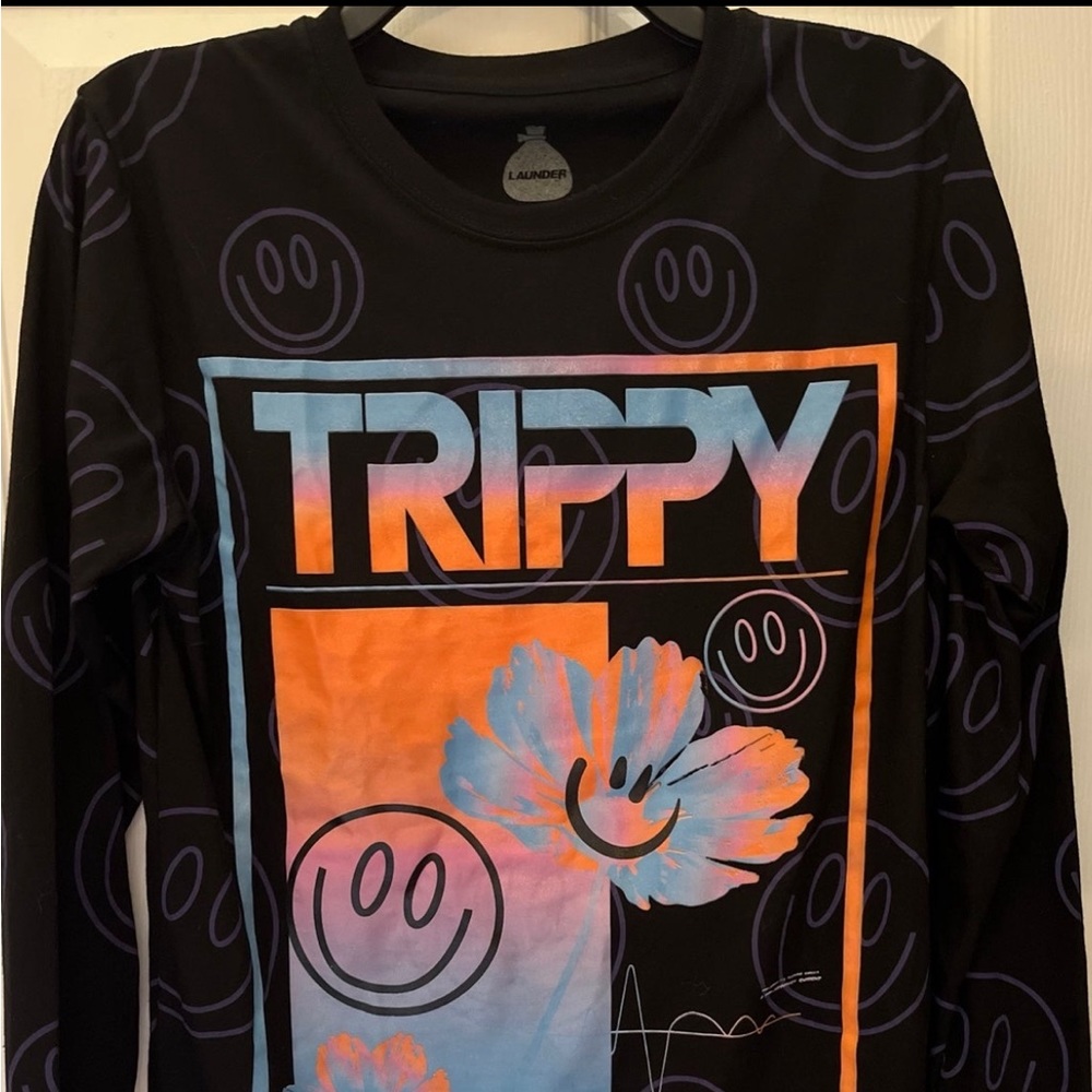 Trippy Smile Launder Bailey Apparel Long Sleeve Black with Colorful Graphics